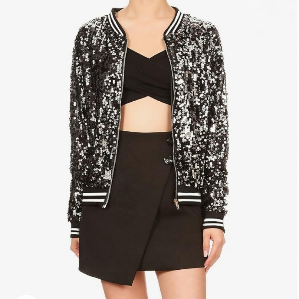 Sequin Bomber Jacket Xl - image 1